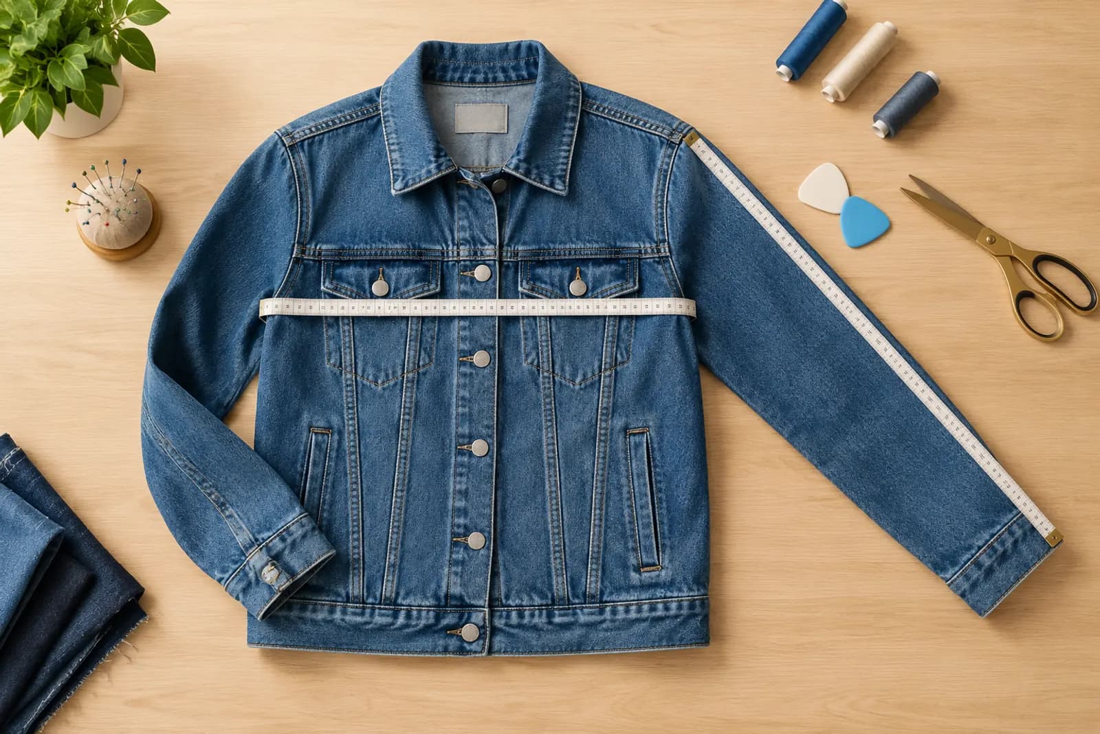 Apparel size chart images: flat measurements, model details and fit notes