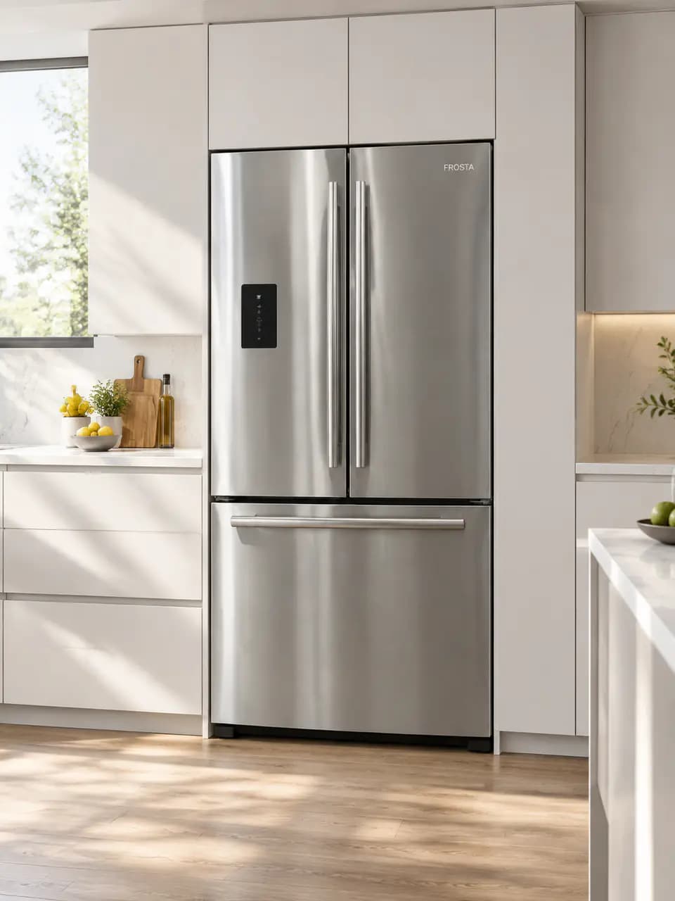 Fridge kitchen scene · French-door fridge