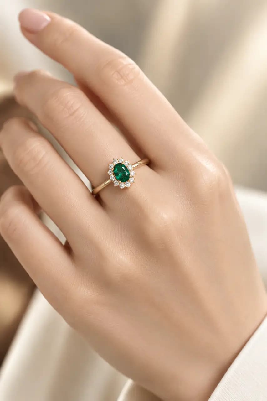 Jewelry on-body · emerald ring