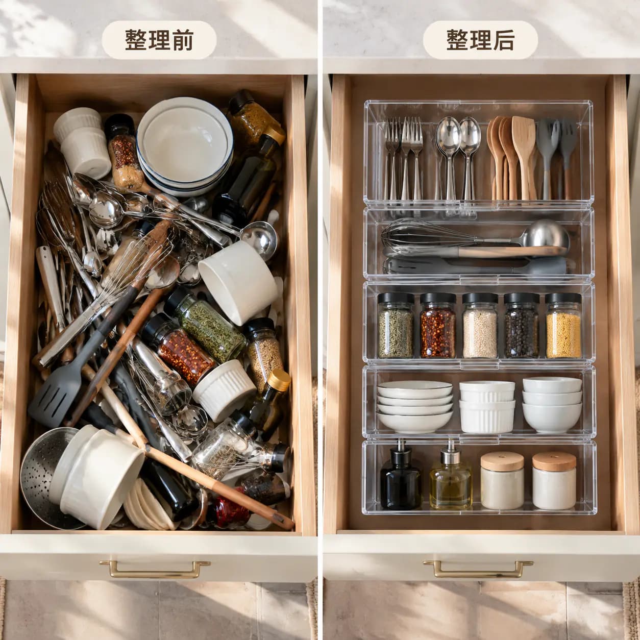 收纳对比 · 抽屉分隔盒