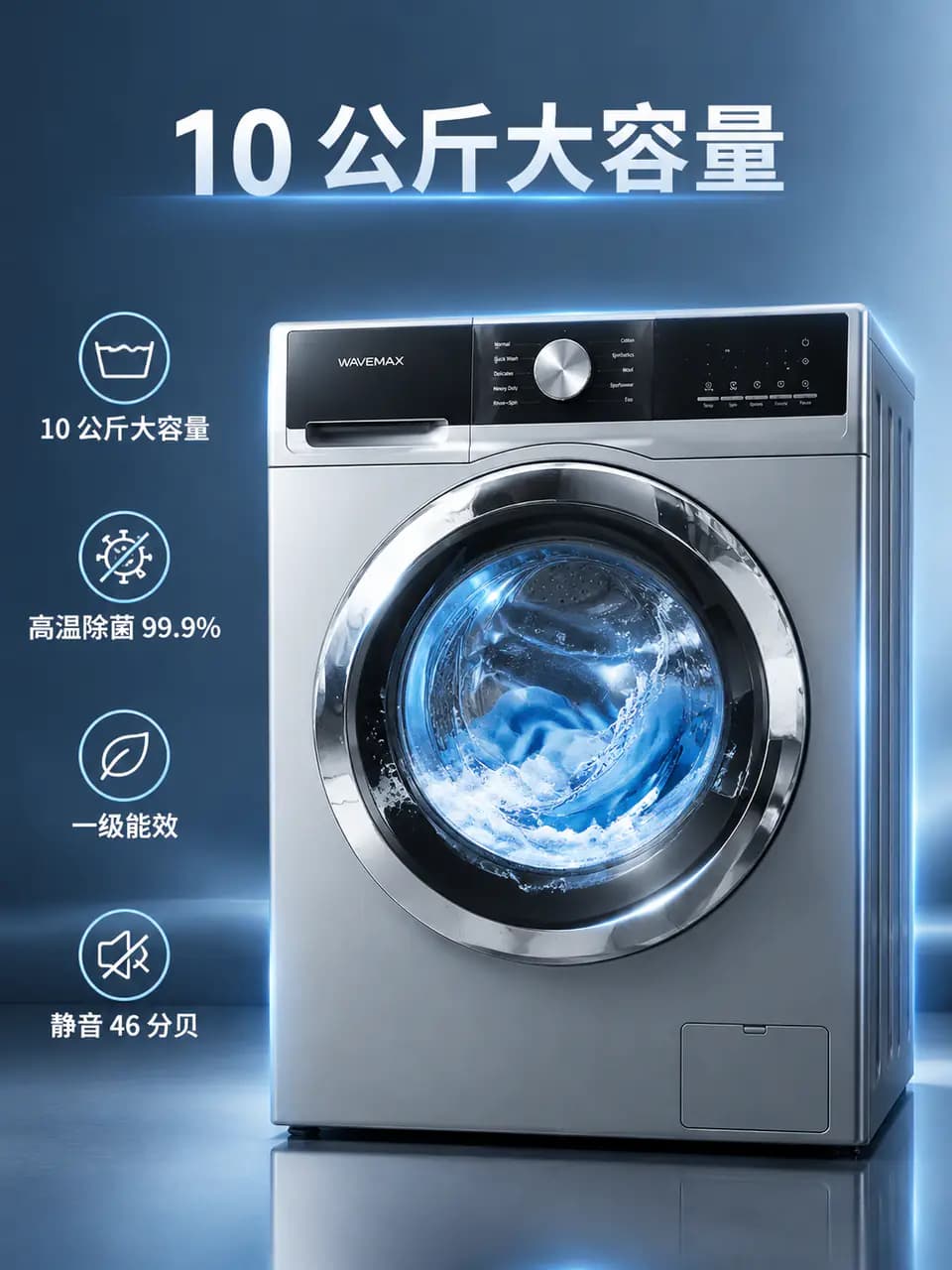 洗衣机卖点图 · 银灰滚筒
